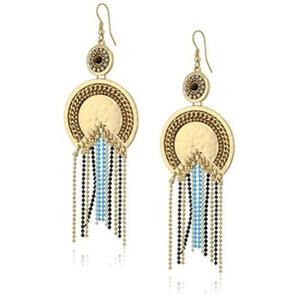 NWT Danielle Nicole Moon Goddess Gold-Tone Drop Earrings Fringe 3.5" Long